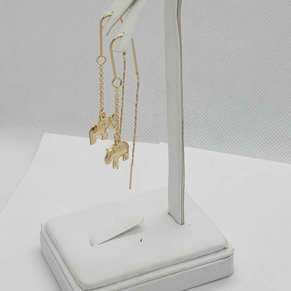 Brand New Brazilian 18k Gold Filled  Dangle Elephant  Earrings